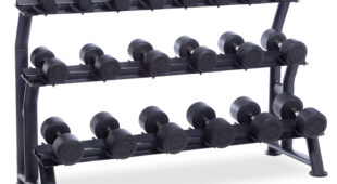 black 3 tier fixed dumbbell saddle rack