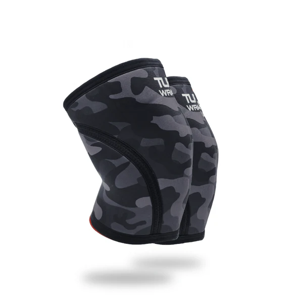 Side view of Tuff Wraps 7mm x-training knee wraps in camo colorway
